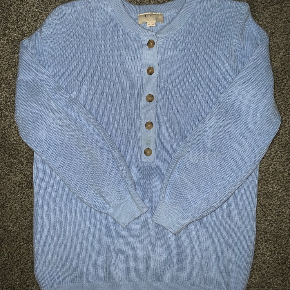 Loft outlet exclusive womens quarter sleeve sky blue sweater size small